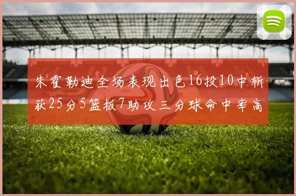 朱霍勒迪全场表现出色16投10中斩获25分5篮板7助攻三分球命中率高达44